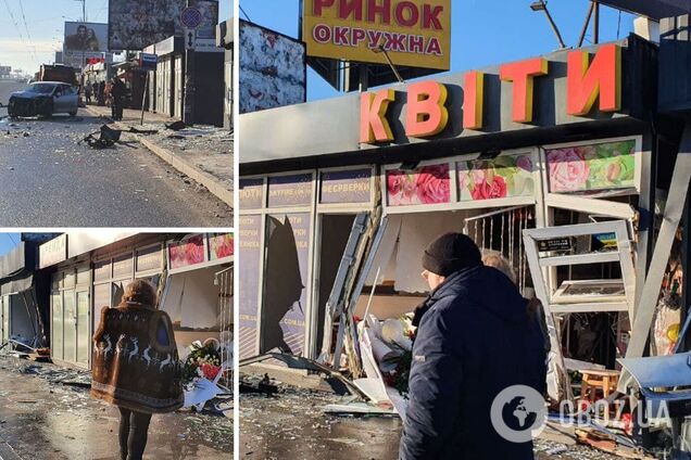 У Києві авто злетіло з дороги та розтрощило кіоски. Фото та відео