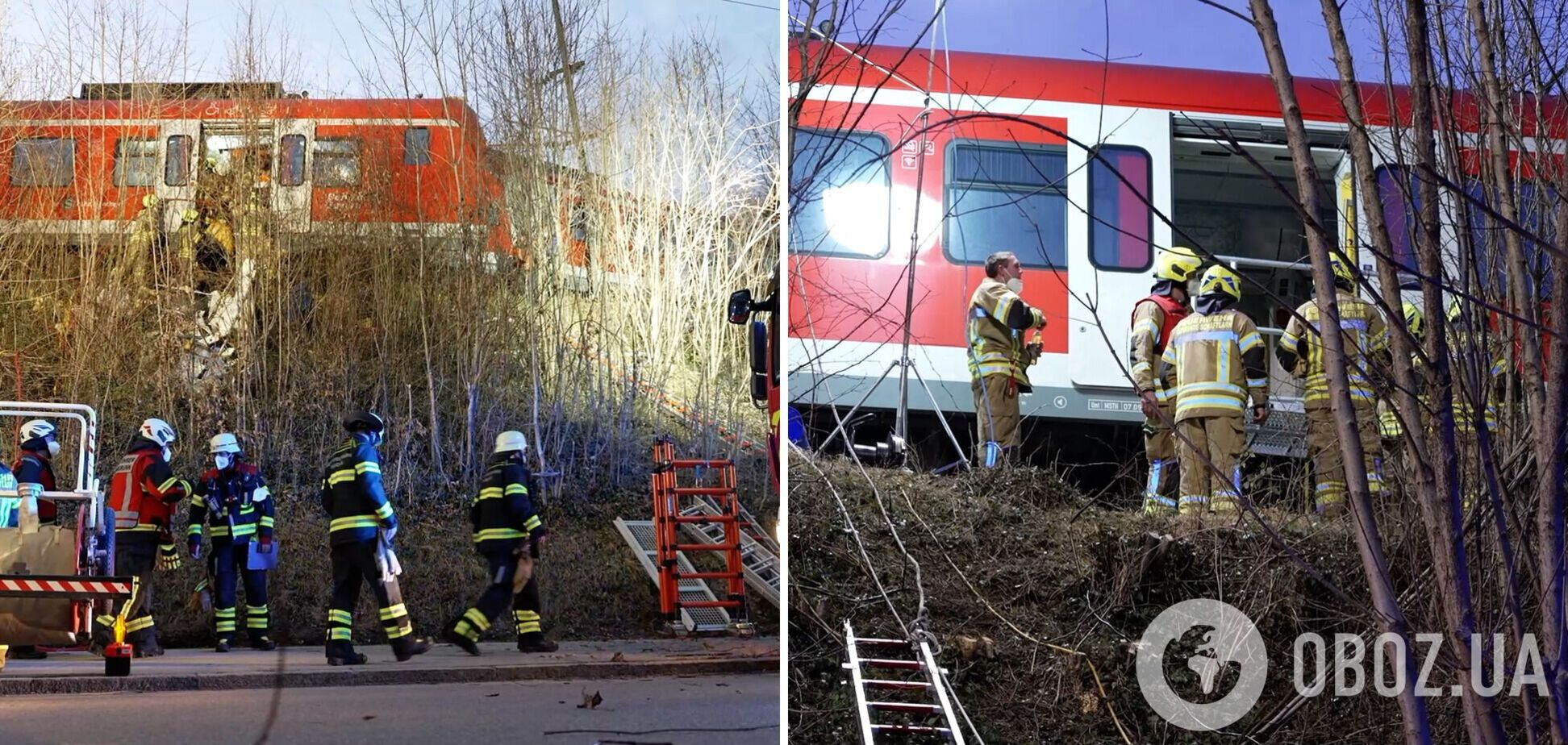 У Німеччині зіткнулися два пасажирські потяги, є загиблий та десятки постраждалих. Фото