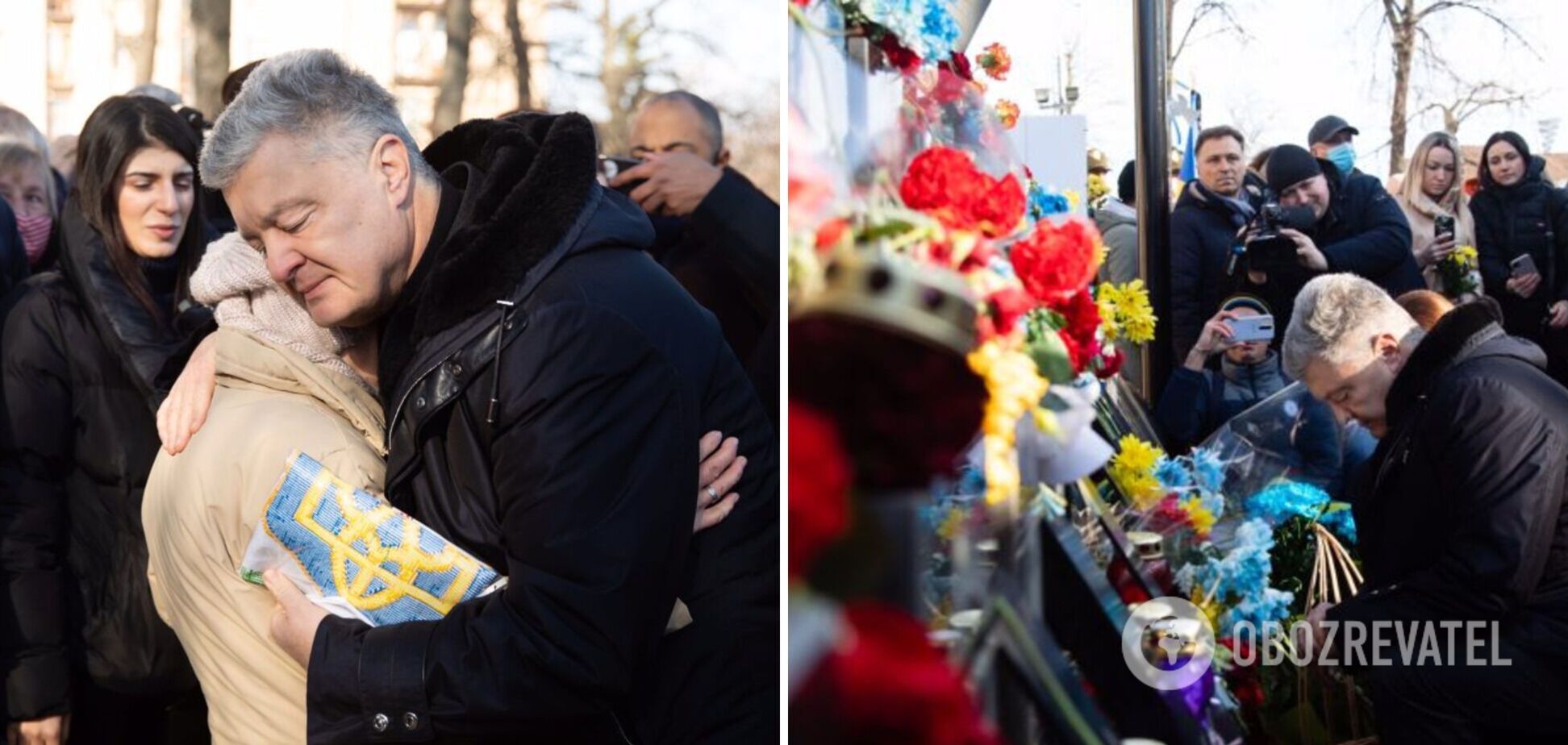Петр Порошенко с женой, ветеранами и волонтерами почтили память Героев Небесной Сотни. Фото