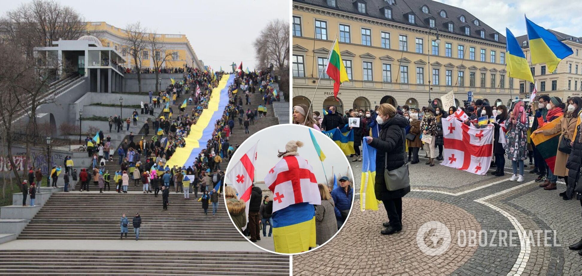 Акції на підтримку України в Одесі та Мюнхені