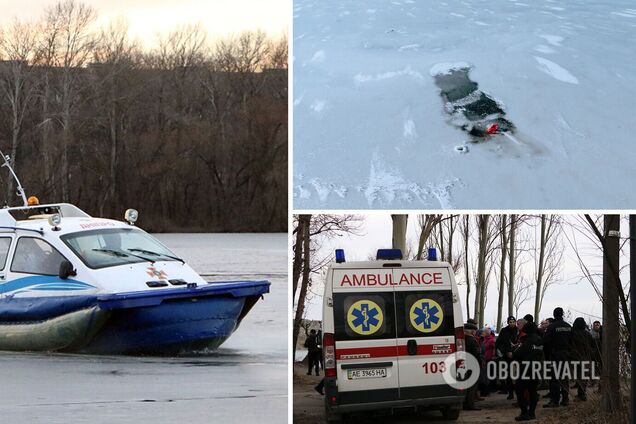 У Дніпрі під лід провалилися рибалка і поліцейські, які його рятували: є загиблий. Фото і відео