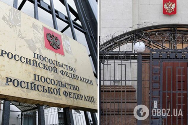 На будівлі посольства РФ у Києві спущено триколори