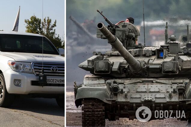 В Луганской области колонну российских танков прикрыли автомобилями ОБСЕ