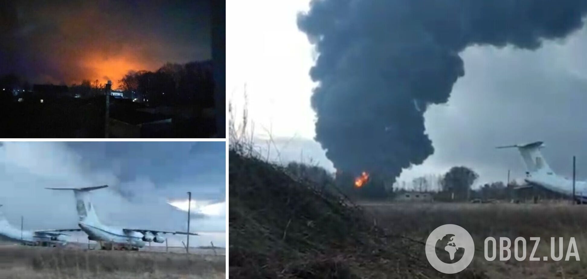 В Житомирской области на военном аэродроме произошла серия взрывов, горит самолет