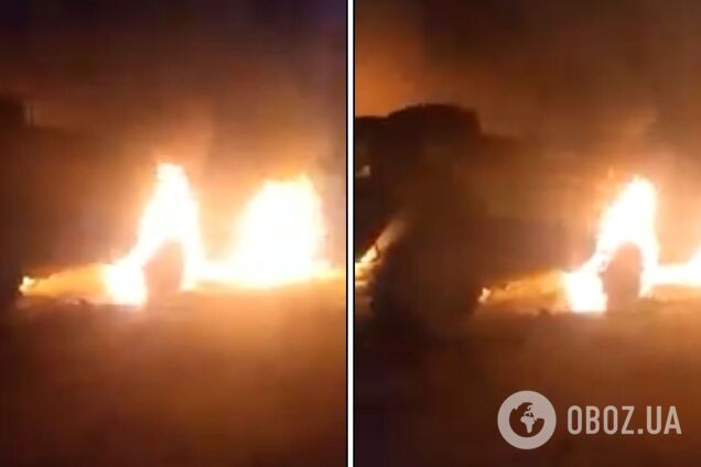 На Харьковщине местные жители забросали технику врага 'коктейлями Молотова': все сгорело. Видео