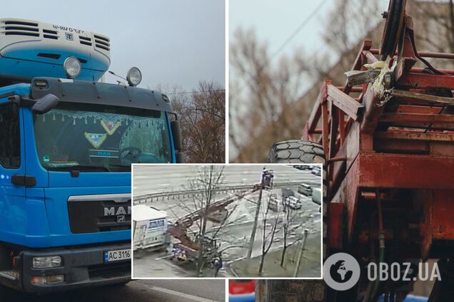 В Днепре фура протаранила вышку с коммунальщиками: люди слетели вниз. Видео