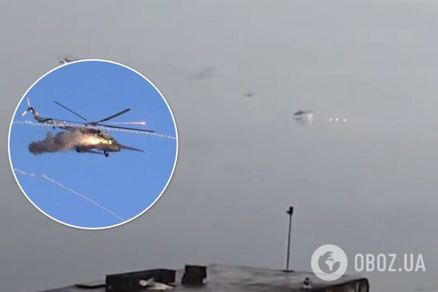 Украинские защитники сбили два вражеских вертолета под Киевом: видео момента