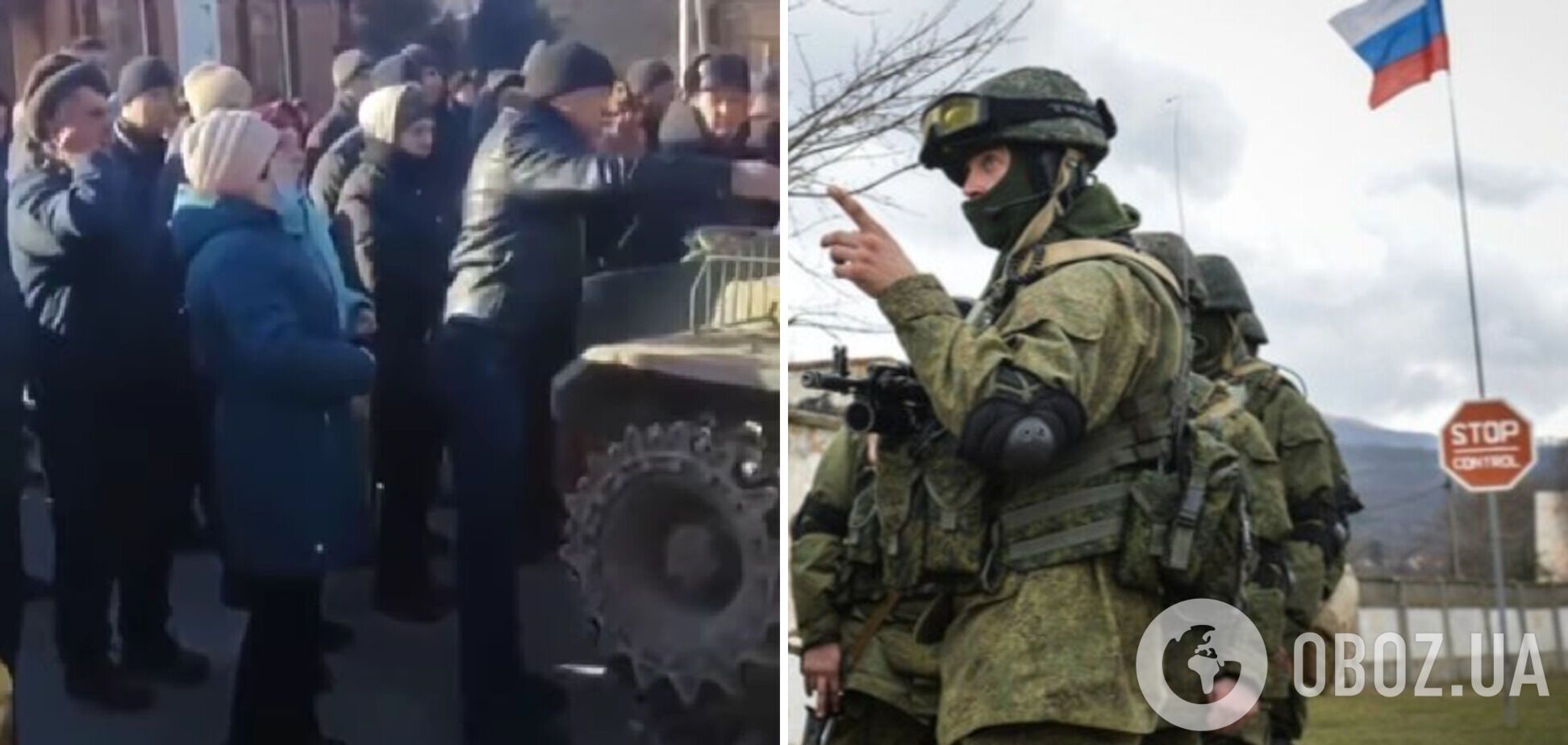 На Черниговщине местные жители под гимн остановили проход вражеской техники. Видео