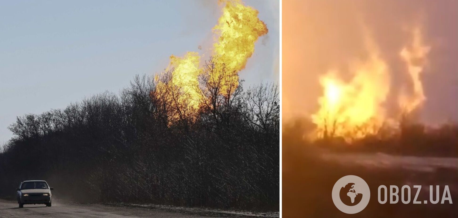 Возле Светлодарска оккупанты перебили газопровод. Видео