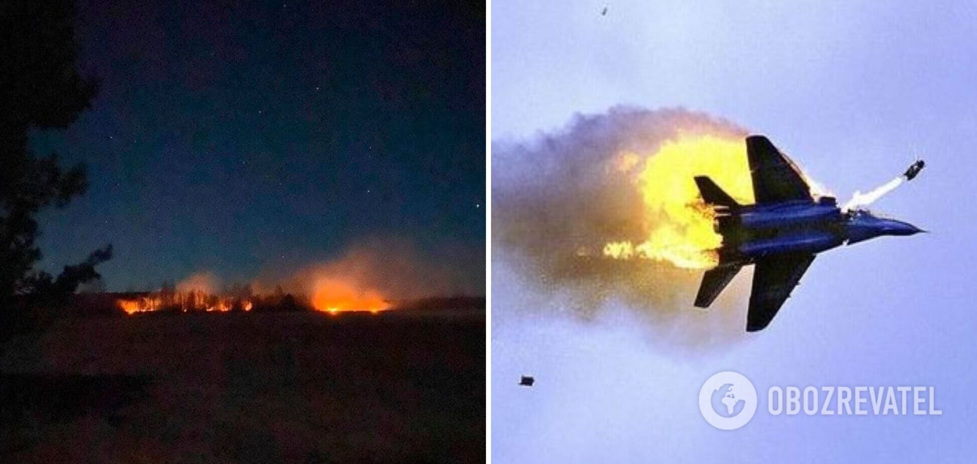 У небі над Україною збили літак окупантів, він упав на території Білорусі. Фото
