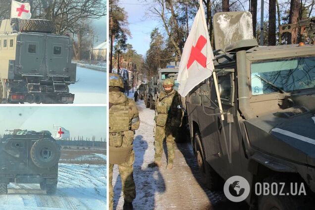 Російські окупанти прикривають рух своєї техніки прапорами Червоного Хреста. Фото