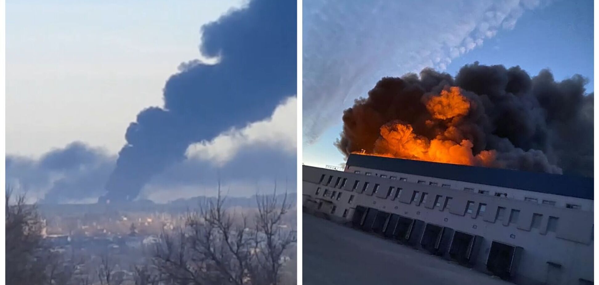 На Киевщине в результате вражеского обстрела загорелся склад: поднялась стена огня и дыма. Фото и видео