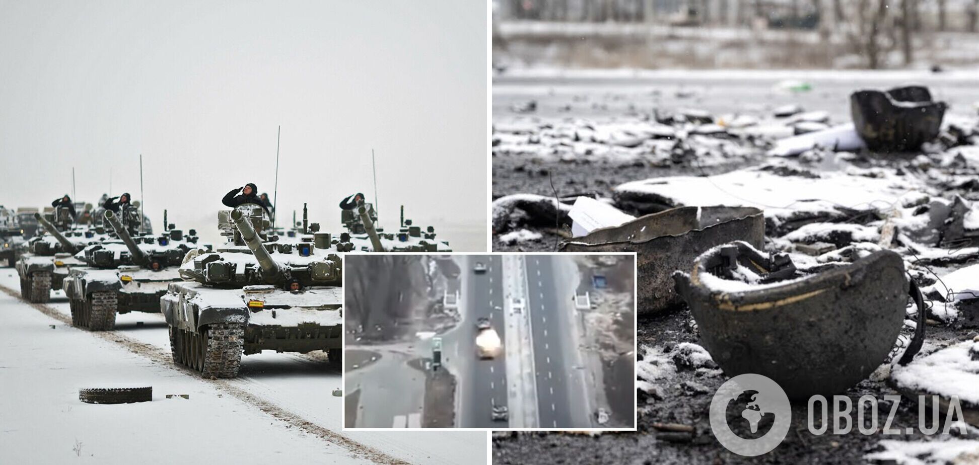 Украинские защитники встретили огнем колонну танков, идущую на Киев. Видео