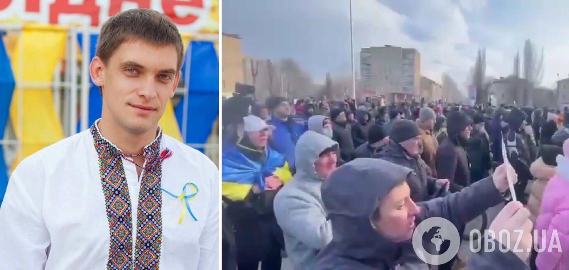 В Мелитополе тысячи людей вышли к зданию захваченной РГА с требованием освободить мэра. Видео