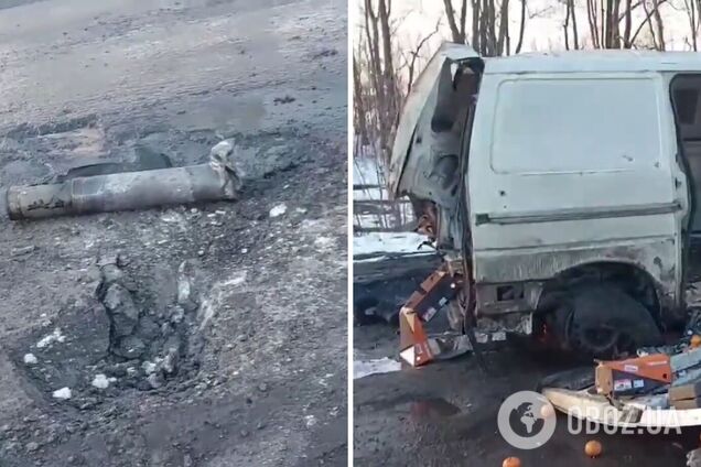 Детям не довезли мандарины: под Харьковом оккупанты обстреляли авто с гуманитарной помощью. Видео