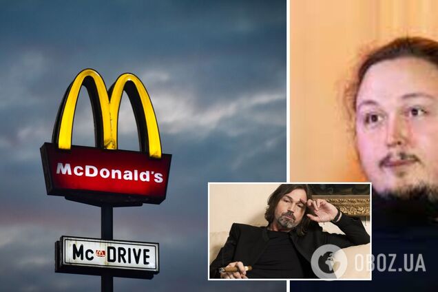 Сын Никаса Сафронова приковал себя наручниками к дверям ресторана McDonald's в знак протеста. Фото