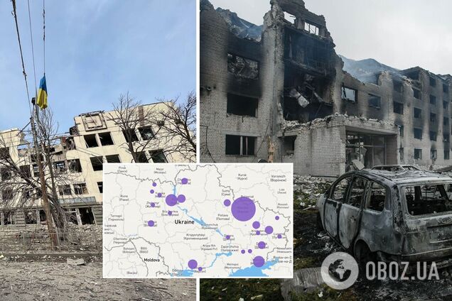 У Bellingcat показали карту ударів, завданих російськими окупантами по цивільних об'єктах в Україні