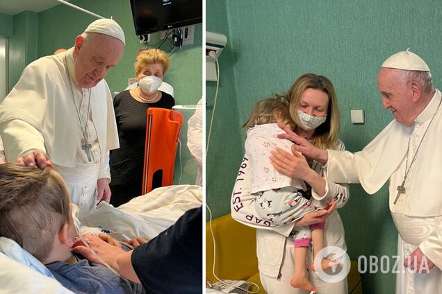 Папа Римский посетил раненых и онкобольных украинских детей в больнице Рима. Фото