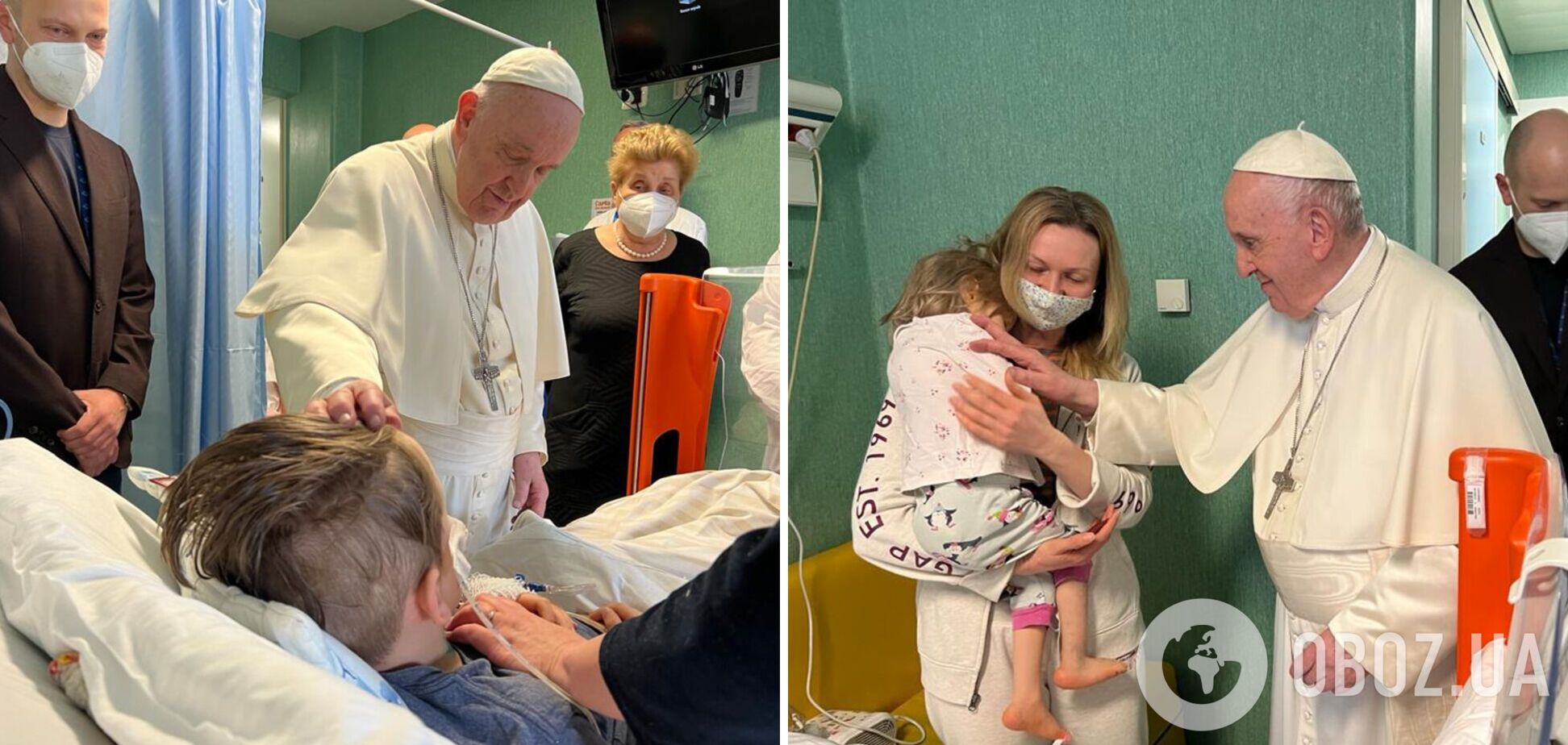 Папа Римський відвідав поранених та онкохворих українських дітей у лікарні Риму. Фото