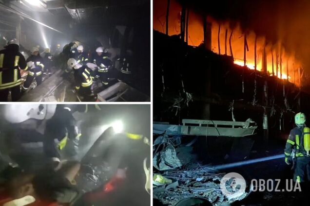 Под завалами ТЦ в Киеве, куда прилетела российская ракета, нашли мужчину. Видео 18+