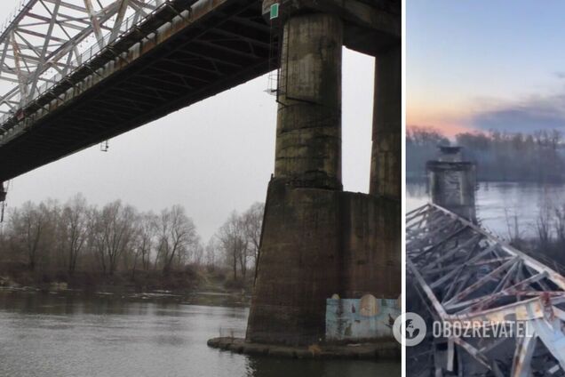 В Чернигове оккупанты разбомбили автомобильный мост через Десну. Видео