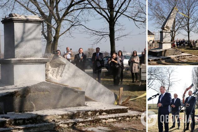 В Польше в прямом эфире снесли памятник солдатам Красной армии, назвав его 'злом'. Видео
