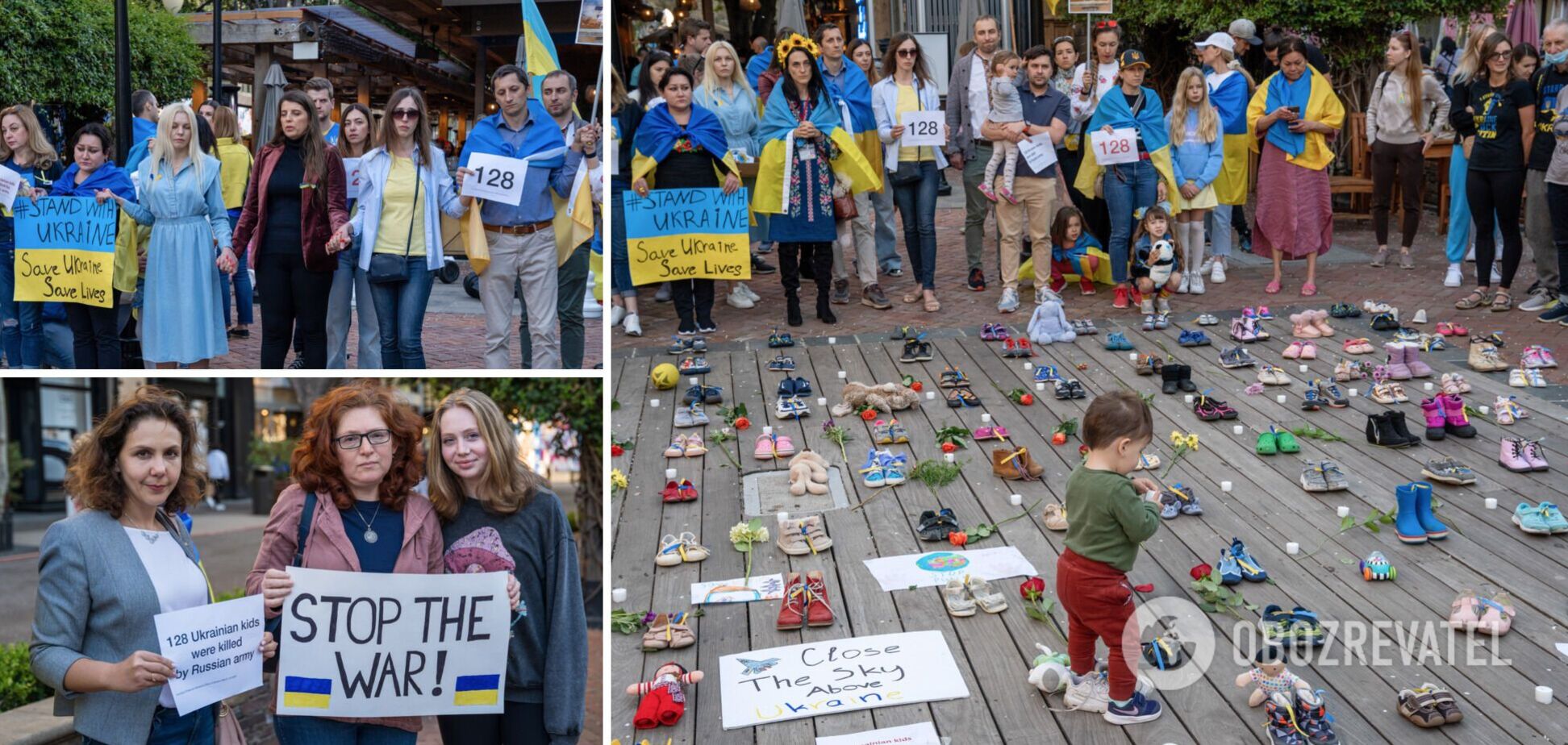 128 пар дитячого взуття. У Кремнієвій Долині організували перформанс на підтримку України