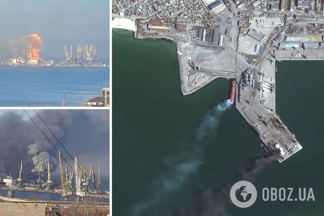 Maxar показала снимки российского корабля, уничтоженного украинского защитниками в Бердянске