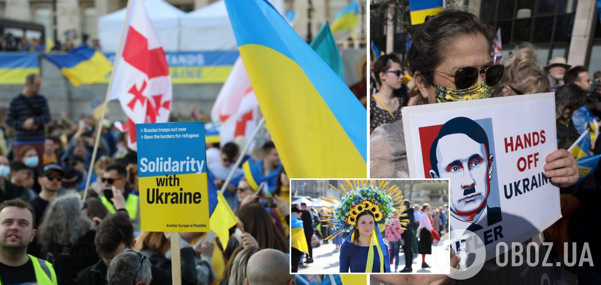 'We stand with Ukraine!': десятки тысяч человек вышли на митинг в поддержку Украины в Лондоне. Фото и видео