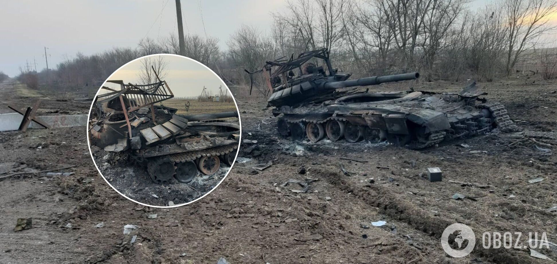 Украинские защитники ударом из Javelin превратили российский танк в металлолом. Фото
