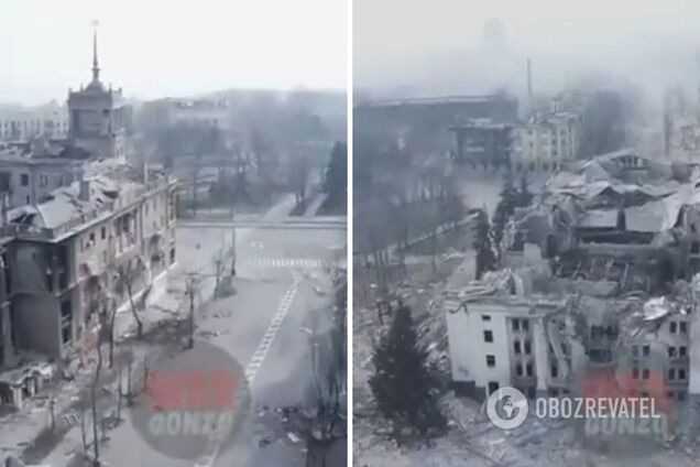 Сплошная разруха и пустые улицы: как выглядит Мариуполь после массированных бомбардировок. Видео с дрона