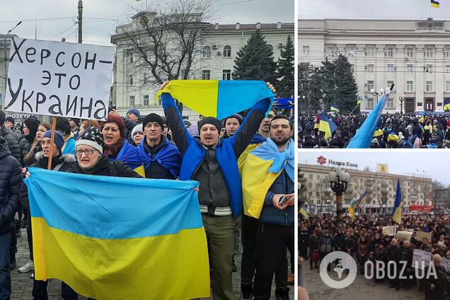 'Зеленський молодець, а Путіну – п***дець': у Херсоні влаштували патріотичний мітинг. Відео