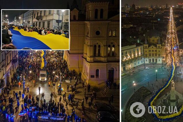 'Спеціально для російських супутників': у Польщі розгорнули 300-метровий прапор України. Фото