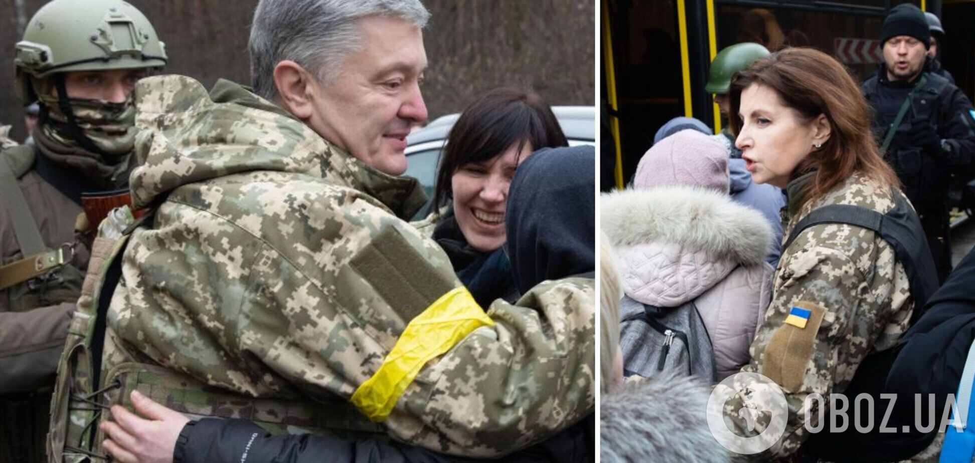 В Ирпене 206-й батальон теробороны вместе с Порошенко эвакуируют местных женщин и детей. Фото и видео