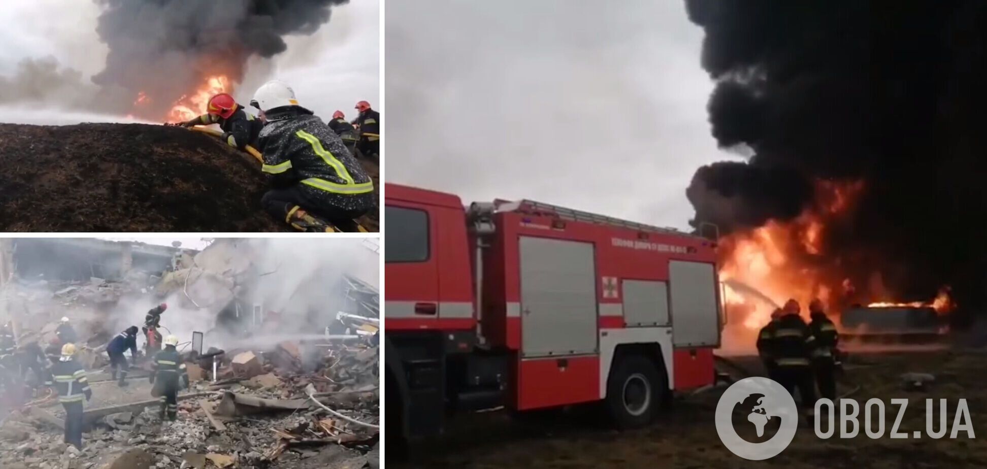 На Вінниччині через ракетний удар виникла пожежа на складі ПММ: одна людина загинула, трьох врятували з-під завалів. Відео