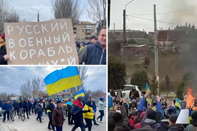 В Мелитополе жители матом встретили состав с техникой оккупантов. Видео