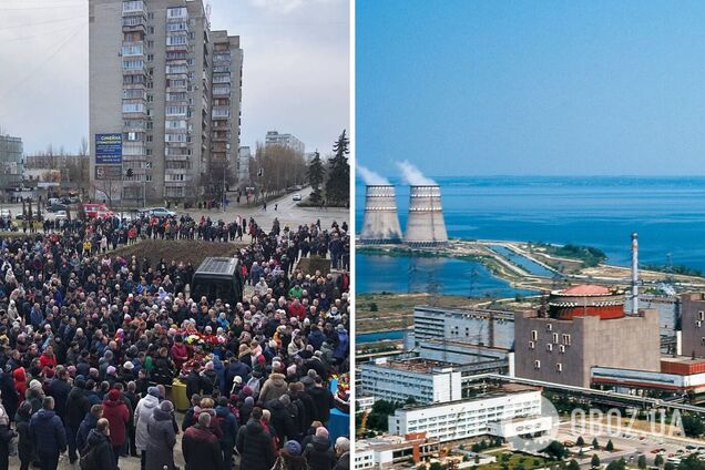 В Энергодаре прощаются с защитниками, погибшими при обороне Запорожской АЭС: на улицы вышли сотни людей. Фото
