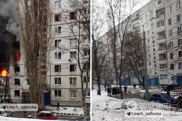 У Харкові окупанти обстріляли багатоповерхівку, спалахнула пожежа. Відео