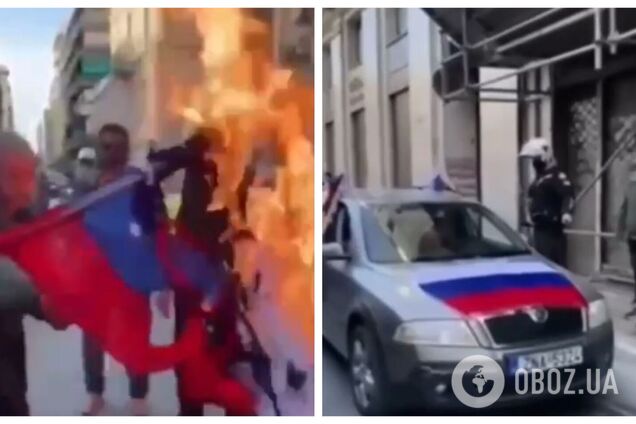 Россияне устраивают автопробеги в поддержку войны против Украины: одна из акций закончилась сожжением флага РФ. Видео