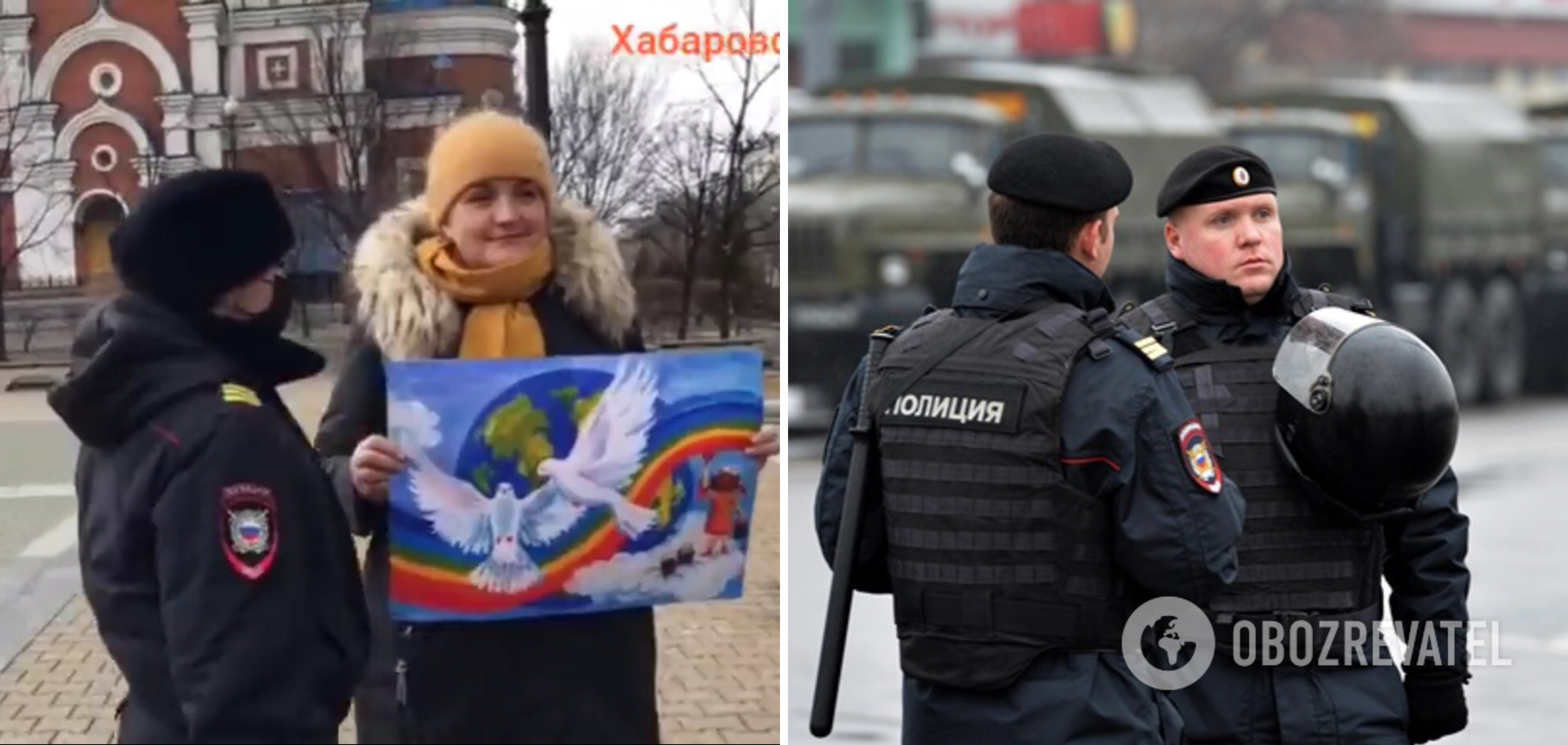 'Это агония власти': в России задержали женщину с детским рисунком, на котором изображен голубь мира. Видео