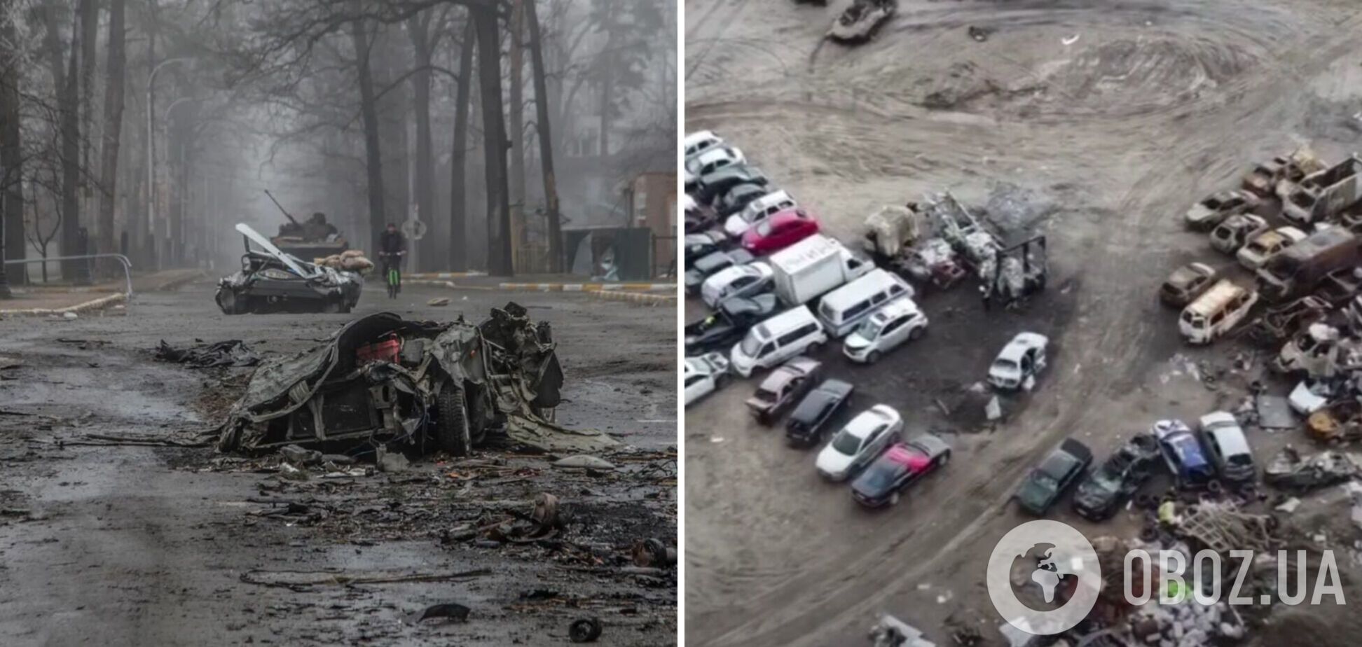 В Буче появилось кладбище расстрелянных авто украинцев: печальные кадры