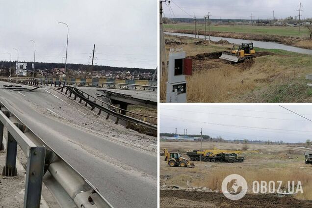 В Гостомеле начали строить временную переправу