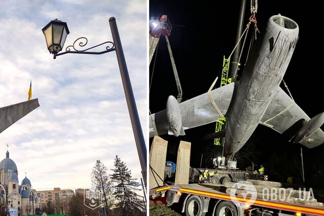 В Тернополе демонтировали советский МиГ-17: на его месте будет памятник Героям Украины. Фото