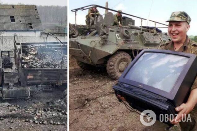 Оккупанты пытались вывезти из Украины награбленную технику, но их грузовик уничтожили. Фото
