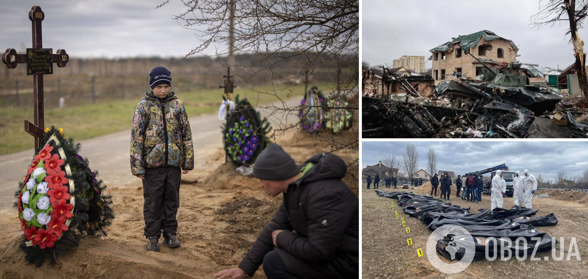 'Серце розривається': у мережі показали фото 10-річного хлопчика біля могили матері в Бучі