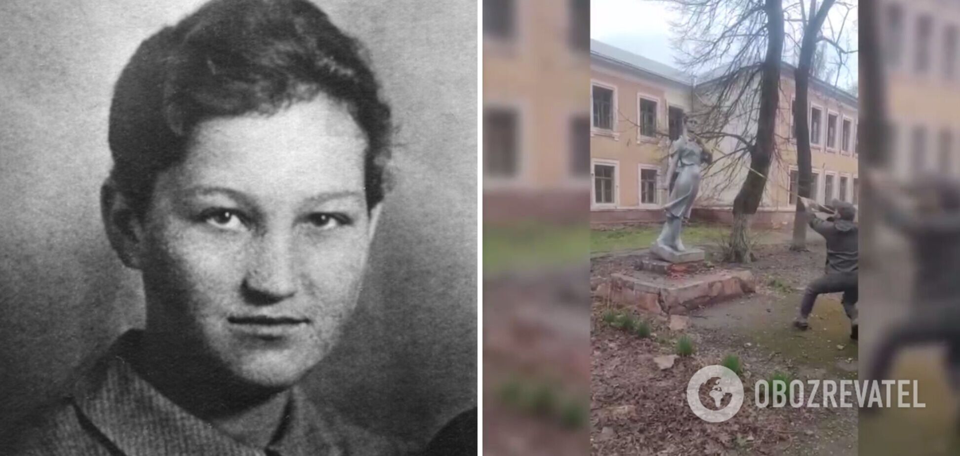 У Чернігові на подвір'ї школи демонтували пам'ятник Зої Космодем'янській. Відео