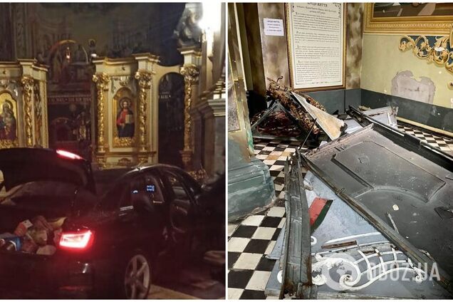 В Тернополе женщина на авто протаранила Архикатедральный собор, уничтожив плащаницу. Фото и видео