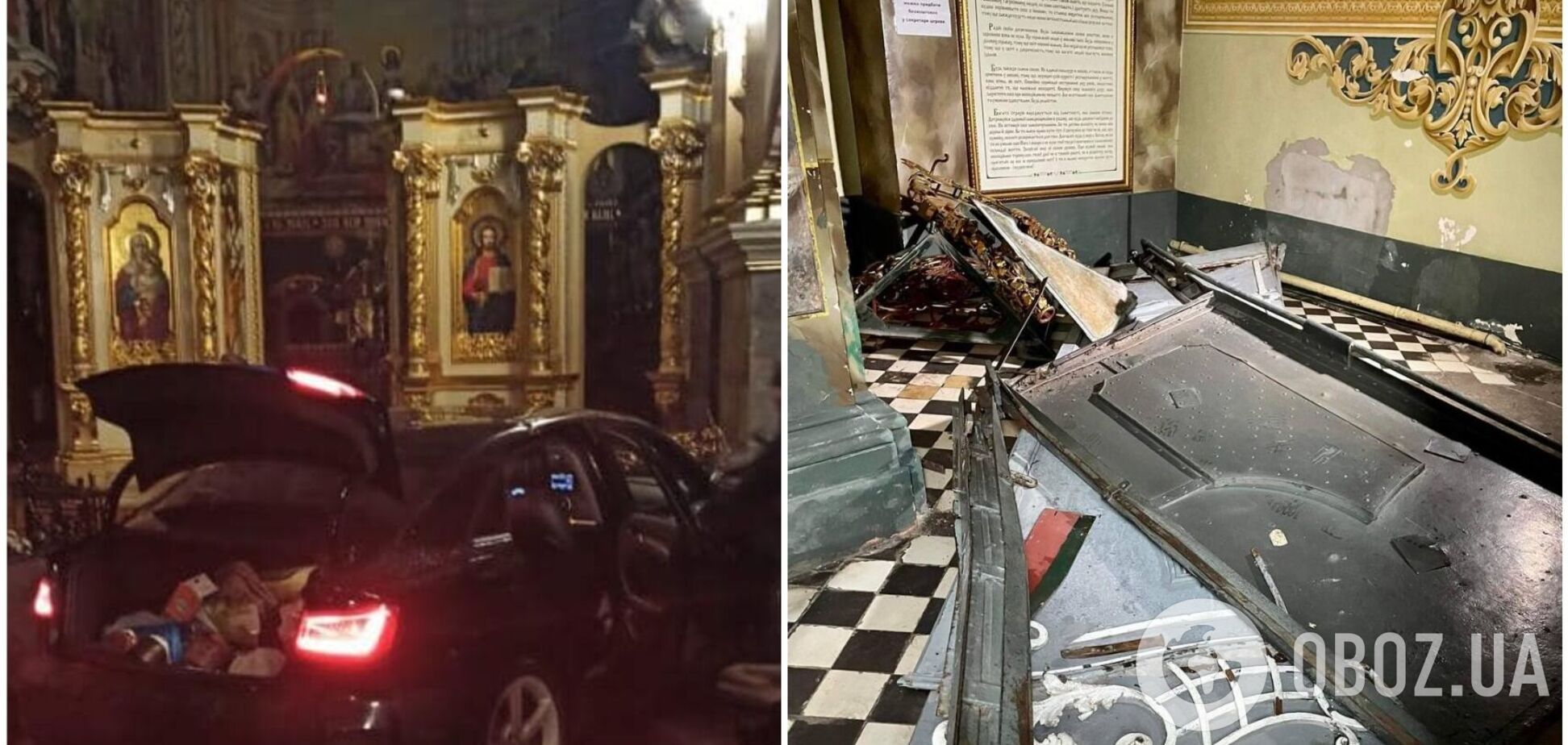 В Тернополе женщина на авто протаранила Архикатедральный собор, уничтожив плащаницу. Фото и видео