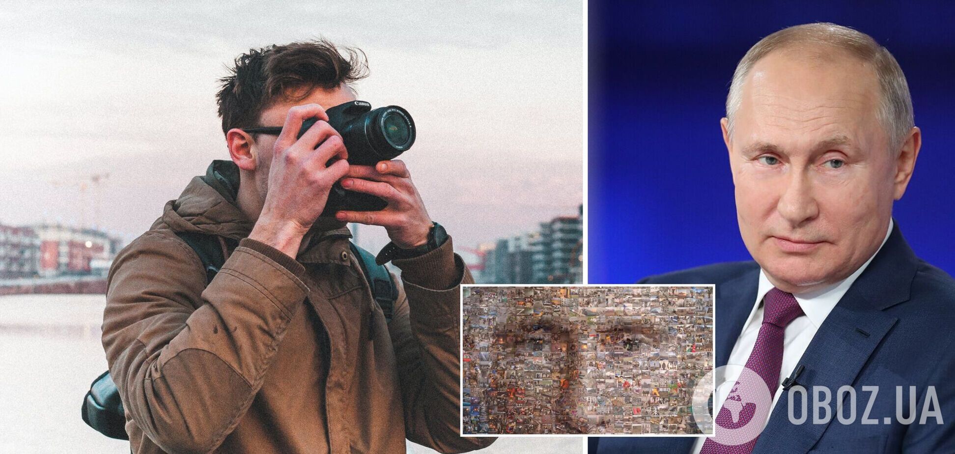 Диявол ХХІ ст. Фотограф створив портрет Путіна із 1500 фото з війни в Україні