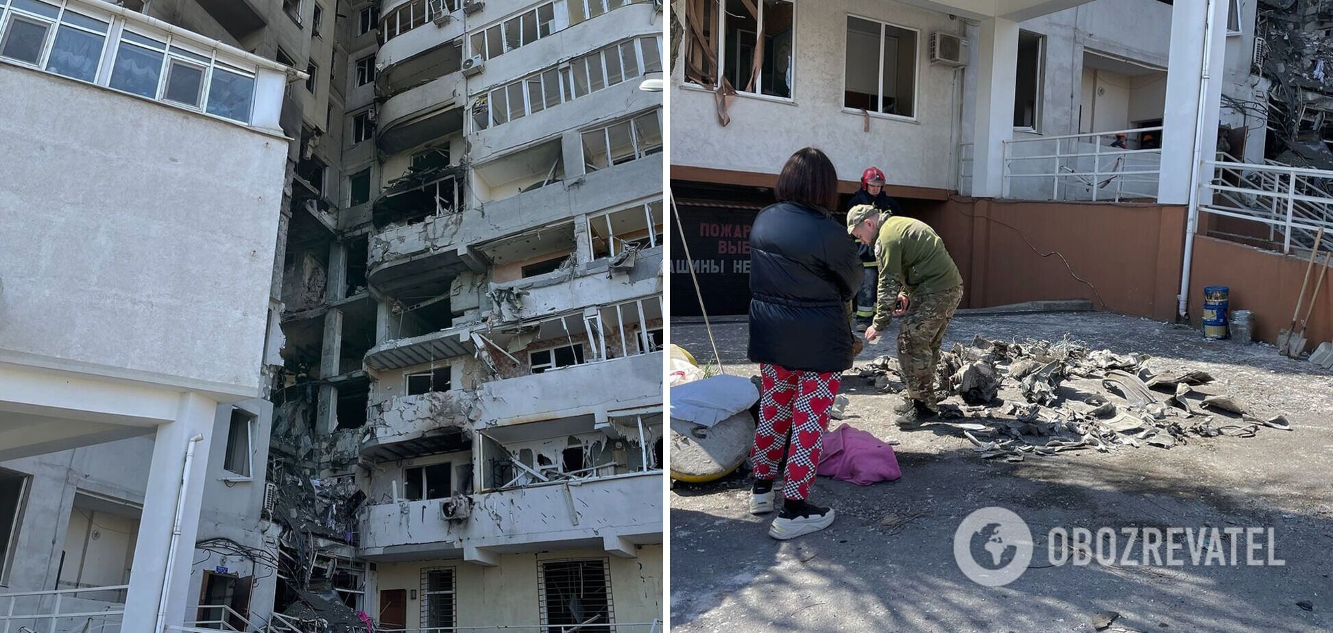 В Одесі розбирають завали будинку, в який влучила російська ракета. Фото